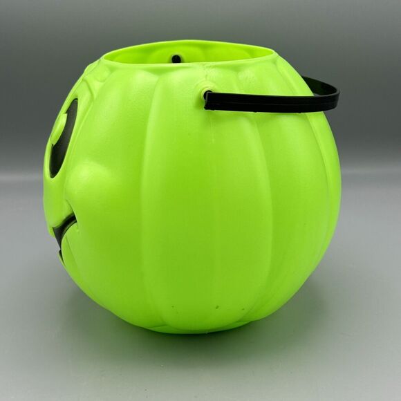 Vtg Grand Venture Green Halloween Pumpkin Jack O Lantern Bucket Trick or Treat - Picture 4 of 9